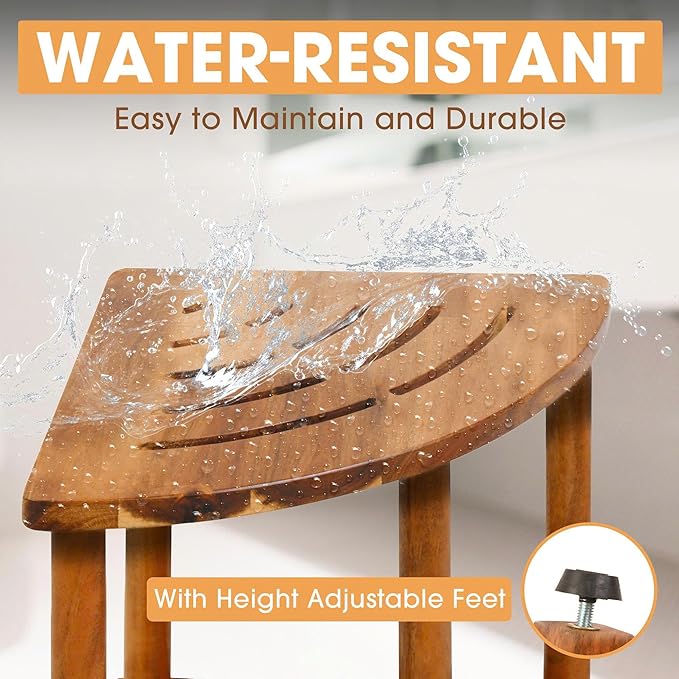 ENKEZI Shower Foot Rest 12 in - Shower Stool for Shaving Legs, Small Corner Bathroom Bench Suitable for Small Shower Spaces - Bath Seat, Spa Foot Rest Shaving Stool (2 Tier Corner)