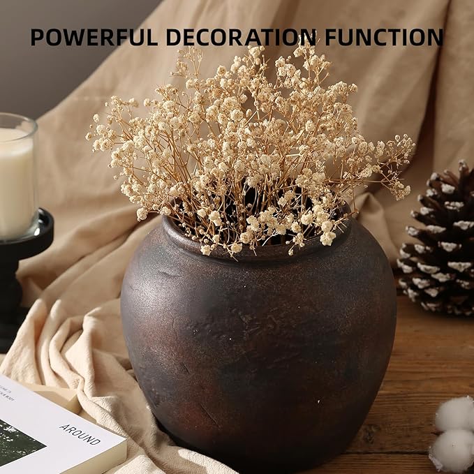 Farmhouse Vase for Home Decor, Vintage Rustic Terracotta Flower Vase Suitable for Home Decor, Living Room, Shelf, Dining Table. ZSHLXM