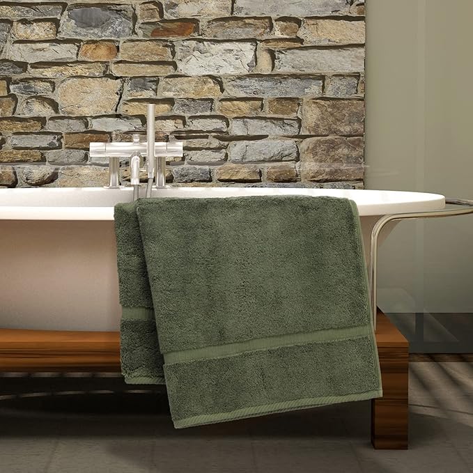 Luxury Hotel & Spa Quality Collection Highly Absorbent, Quick Dry 100% Turkish Cotton 700 GSM, Eco Friendly Towel, for Bathroom, Gym and Kitchen Soft Towel Set (Moss, Bath Towels - Set of 2)