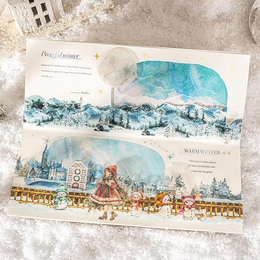 6 Rolls Winter PET Washi Tape,Nature Landscape Tape Stickers for Journaling Supplies,Scrapbooking,Junk Journal,Journaling,DIY Arts Crafts,Notebook,Phone Case,Cups(Winter)