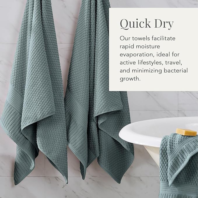 NY Loft 100% Cotton Towel Set 6 Piece | Super Soft & Absorbent Quick-Dry 2 Bath Towels 2 Hand Towels & 2 Washcloths | Textured and Durable Cotton | Premium Thick Towels | 6 Piece Set, Stormy Sea
