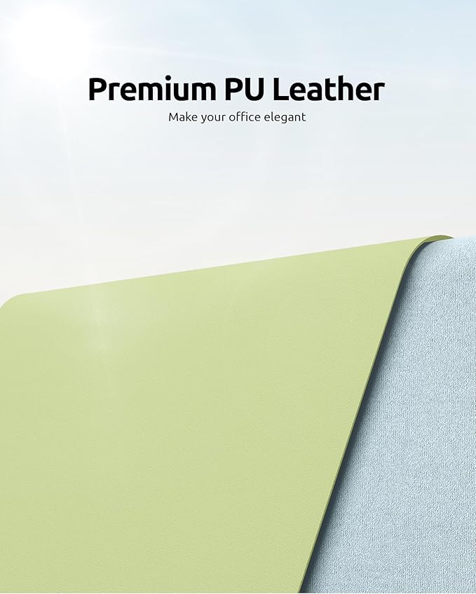 YSAGi Leather Desk Protector, Office Mat, Large Mouse Mat, Non-Slip PU Leather Blotter, Laptop Desk Mat, Waterproof Writing Pad for Office and Home (Peak Green, 31.5" x 15.8")