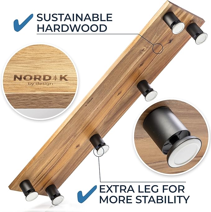 Nordik Large Dual Monitor Riser for 2 - Premium Handmade Hardwood Acacia Computer - Laptop TV Stand with Storage for Desk Accessories - Organizer Television