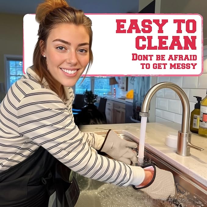 KITCHEN PERFECTION Silicone Smoker Oven Gloves For Women -Extreme Heat Resistant BBQ Gloves -Handle Hot Food Right on Your Smoker Grill Fryer|Waterproof Oven Mitts Grill Gloves |Superior Set+3 Bonuses