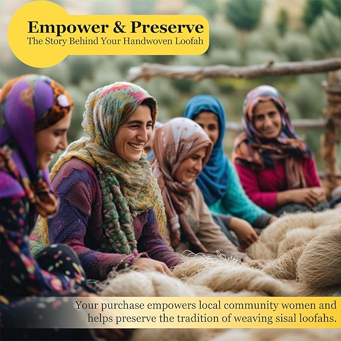 Natural Loofah Body Scrubber – Exfoliating Loofah Sponge, Handwoven Sisal Agave with Soap Pouch, Eco-Friendly Arabic - Turkish Bath Washcloth for Women & Men (2-Pack)