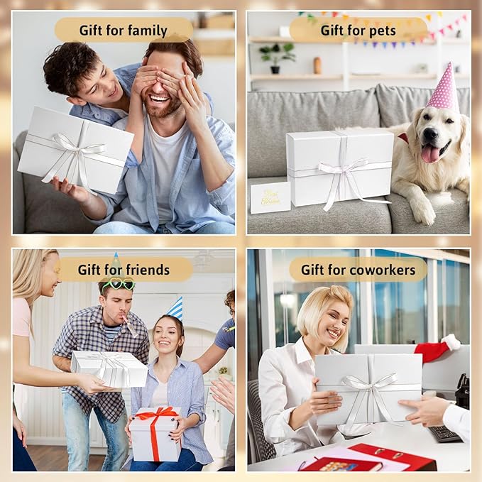 VGOODALL White Gift Box, 14x8.7x4.3 inches Gift Boxes For Presents With Lids and Magnetic Closure Collapsible For Bridesmaid Proposal, weddings, Anniversary Present