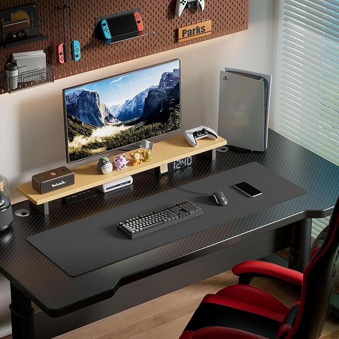 Aothia Leather Desk Pad Protector, Office Desk Mat, Large Mouse Pad, Laptop Desk Pad, Non-Slip PU Leather Desk Blotter, Waterproof Desk Writing Pad for Office and Home (Grey, 55" x 17")