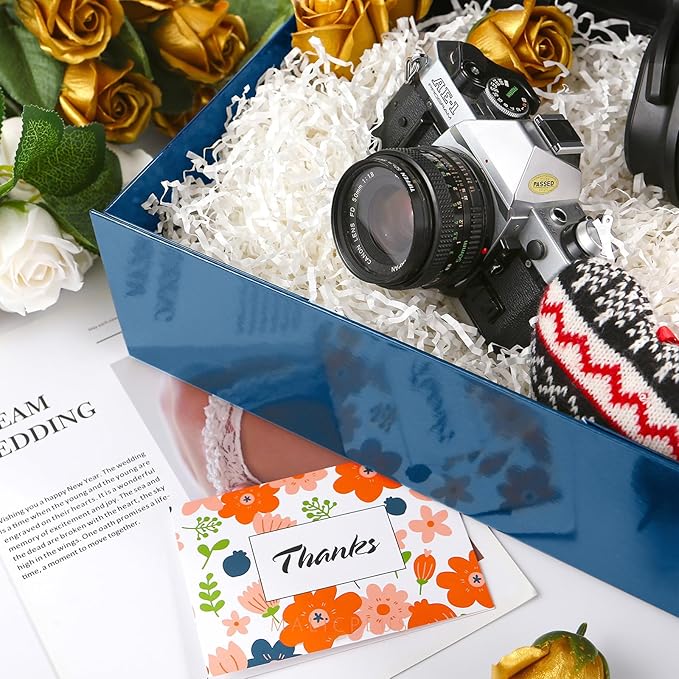 6 Large Gift Boxes with Lids 13.5x9x4.1 Inches, Navy Blue Groomsmen Proposal Gift Boxes with Magnetic Closure for All Occasion (Glossy Navy Blue)