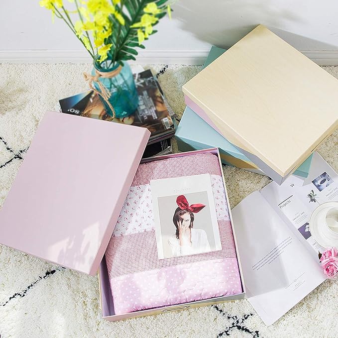 SLPR Decorative Cardboard Storage Boxes With Lids - Set of 3: Paperboard Photo Storage Box, Document Boxes for Organizing and Home Decor, Memory Box For Keepsakes