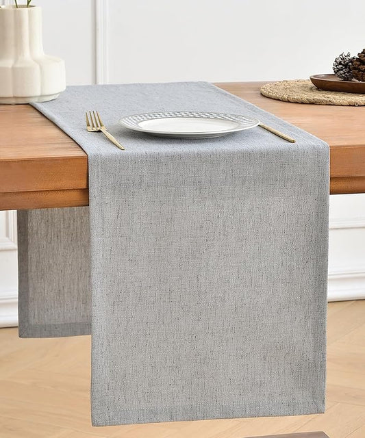 Wracra Linen Style Table Runner, Table Runners 48 Inches Long,Silver Grey,13x48