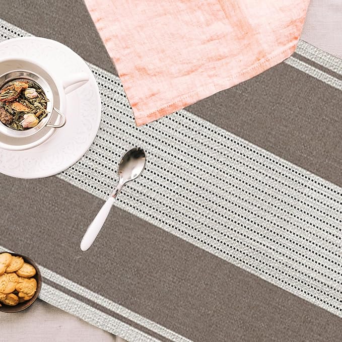 Rustic Linen Table Runner, Farmhouse Runners 13x72 Inches Long for Dining Tables Decor, Cottagecore Style, Party and Home Decoration