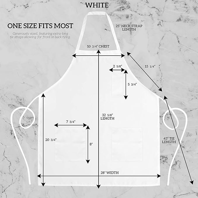 GREEN LIFESTYLE 12 Pack Chef Apron with Pockets – Grilling Aprons for Men, Waterproof Cooking Apron for BBQ, Work or Restaurant Use, Kitchen Aprons for Women with Pockets – White