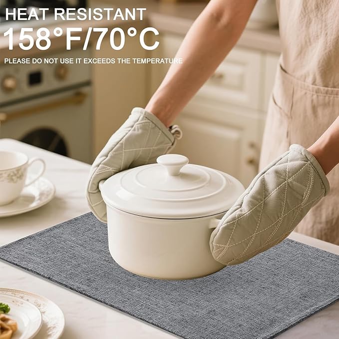 Homaxy Cloths Placemats for Dining Table Set of 8, Heat Resistant Washable Cotton Linen Blend Table Mats, Easy to Clean Place Mats for Indoor Outdoor Party Kitchen Decoration, 13" x 19", Dark Grey