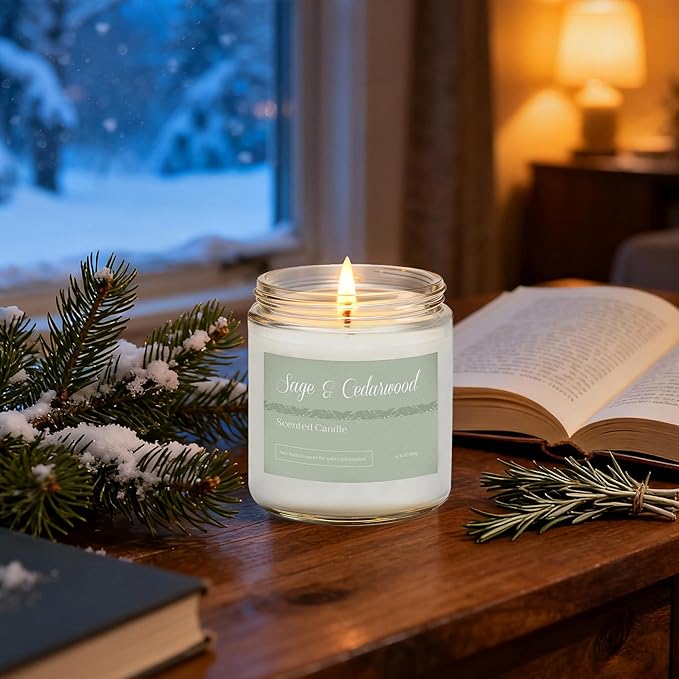 6 Pack Fall Candles for Home Scented, Fall Scented Candles for Women Gifts Autumn Home Decor, Natural Non Toxic Soy Candle Set Pumpkin/Cinnamon Apple/Vanilla/Lavender/Sage/Eucalyptus