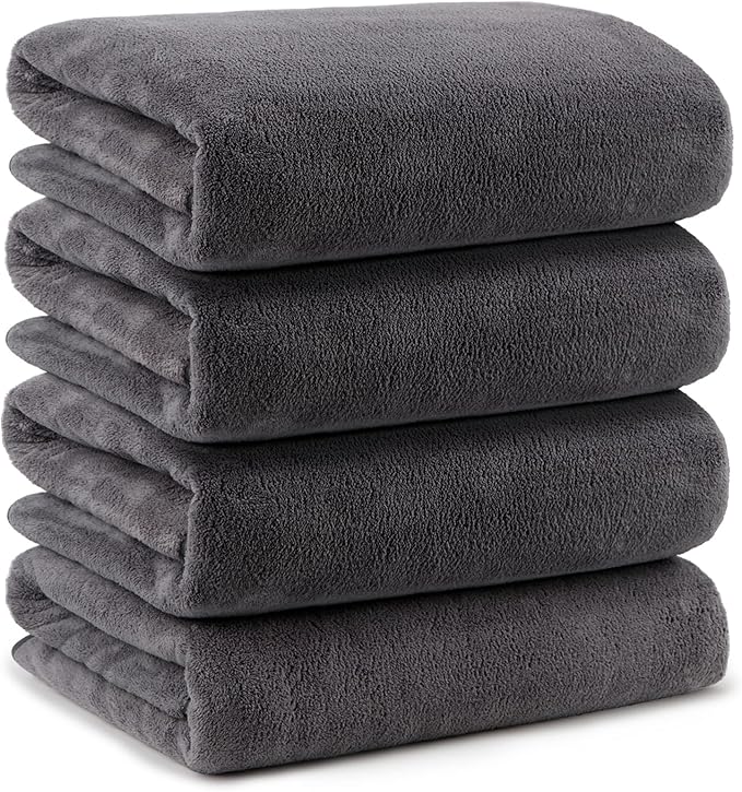 Orighty Bath Towels Pack of 4(27’’ x 54’’) - Soft Feel Bath Towel Sets, Highly Absorbent Microfiber Towels for Body, Quick Drying, Microfiber Towel for Sport, Yoga, SPA, Fitness - Grey