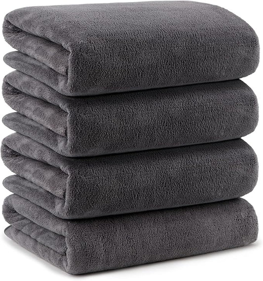 Orighty Bath Towels Pack of 4(27’’ x 54’’) - Soft Feel Bath Towel Sets, Highly Absorbent Microfiber Towels for Body, Quick Drying, Microfiber Towel for Sport, Yoga, SPA, Fitness - Grey
