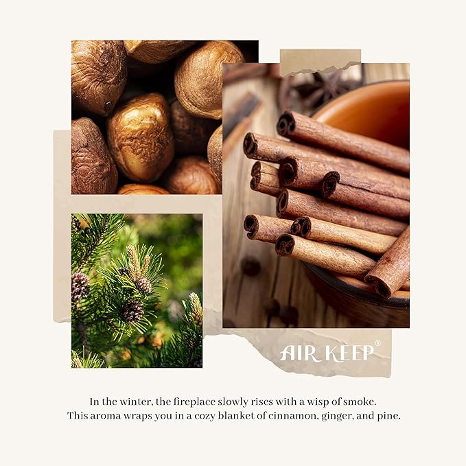 Airkeep Reed Diffuser Set - Christmas Spice Christmas Reed Diffuser with 8 Reed Sticks - Scented Oil Diffuser for Home & Office Diffuser Bathroom Shelf Decor - Ideal Gift for Holidays 7.1oz