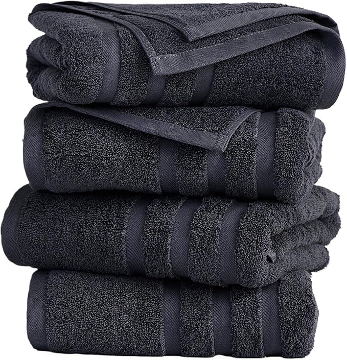 Cotton Bath Towel – Large 30x60 Inches, Soft, Thick & Absorbent Towel for Bathroom, Spa, or Home Use (Gray, 4 Pack – 30"x60")