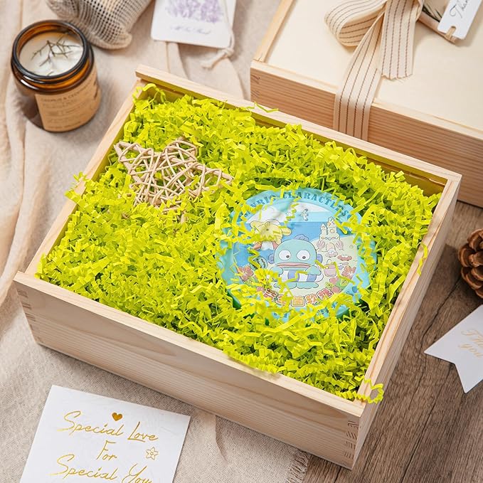 Mefleet 2 LB Crinkle Cut Paper Shred Filler Light Green Crinkle Shredded Paper for Gift Box - Gift Basket Bag Filler - Grass Cushion Stuffing for Christmas Holiday Packaging Wrapping