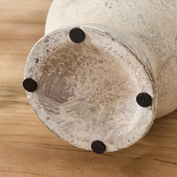 LUKA Antique Ceramic Vase with 2 Handle,9.25 inches Rustic Vase Minimalist Decor, Decorative Vases for Home Decor, Table, Living Room, Shelf, Christmas Decoration(Large,Gray)