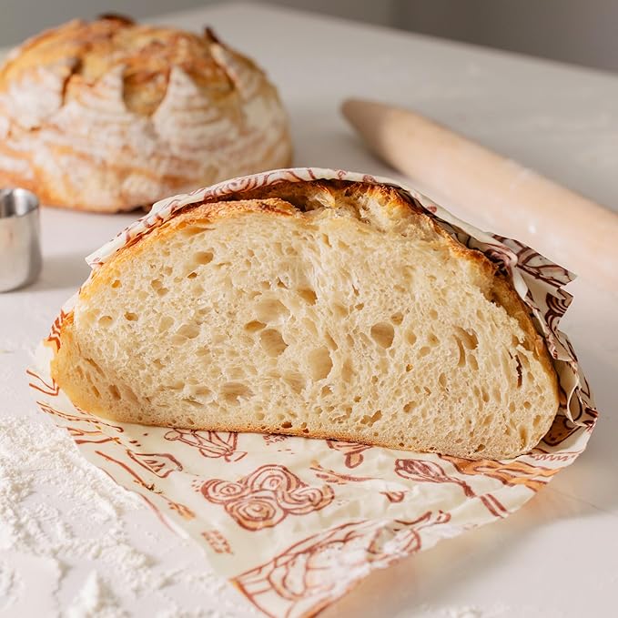 Bee's Wrap Beeswax Wraps for Food - Bread Wrap - Made in USA Reusable Bread Storage Bags - Organic & Eco-Friendly Alternative to Aluminum Foil, Sourdough Bags & Plastic Wrap, Bakery Lane