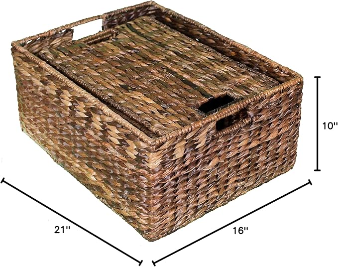 BIRDROCK HOME Abaca Nesting Baskets Set of 3 - Handwoven Storage Baskets w/Handles - Box Organizer for Household, Towels, Clothes, Nursery, Toys | Ideal Use in Living Room, Office, Kitchen & Bathroom