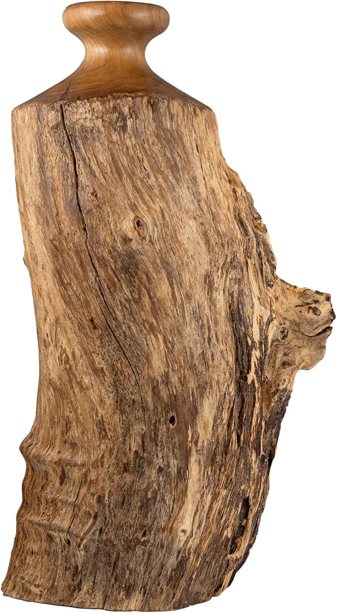 Vitex Pubescens Vahl Handcrafted Natural Wood Vase H(11.8”) x D(6.5"-7") / Unique Wooden Vase