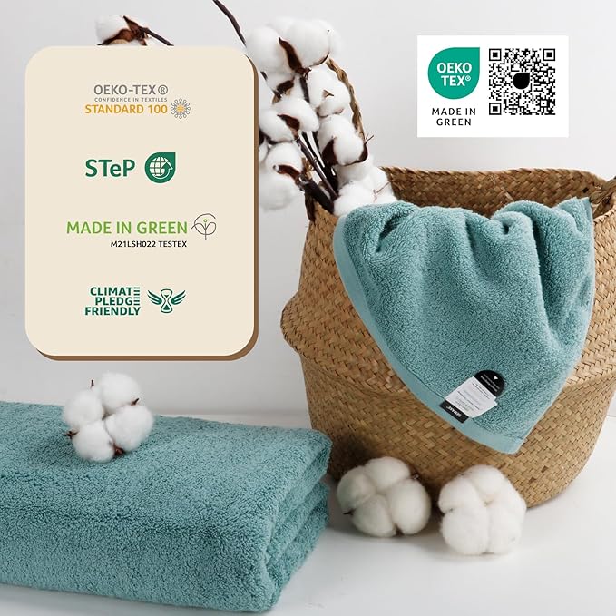 SEMAXE Bath Towel for Bathroom, 100% Cotton Towel with Hanging Loop and Smart Tag, Hotel & Spa Quality Soft Absorbent Towel, Gift Box Packaging, 1 Pc Blue Bath Towel, 54" L x 27" W