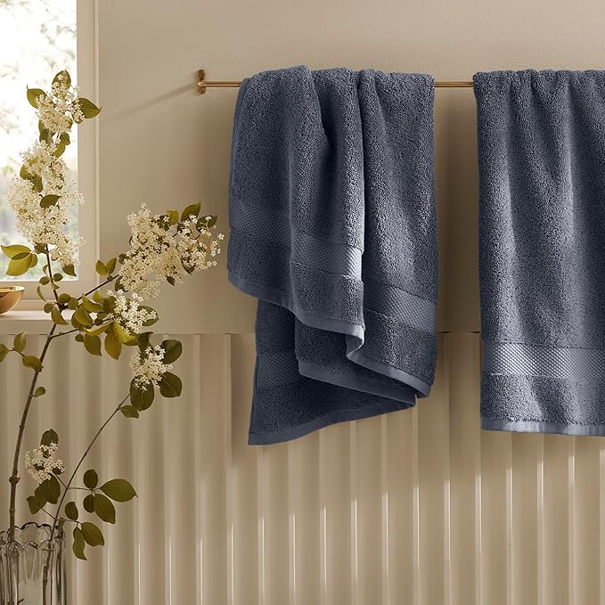 BOLL & BRANCH Plush Bath Towel Set - Mineral - 6 Piece - Includes 2 Bath Towels, 2 Hand Towels & 2 Washcloths - 100% Organic Cotton - Ultra Soft & Luxurious - Quick Absorbing