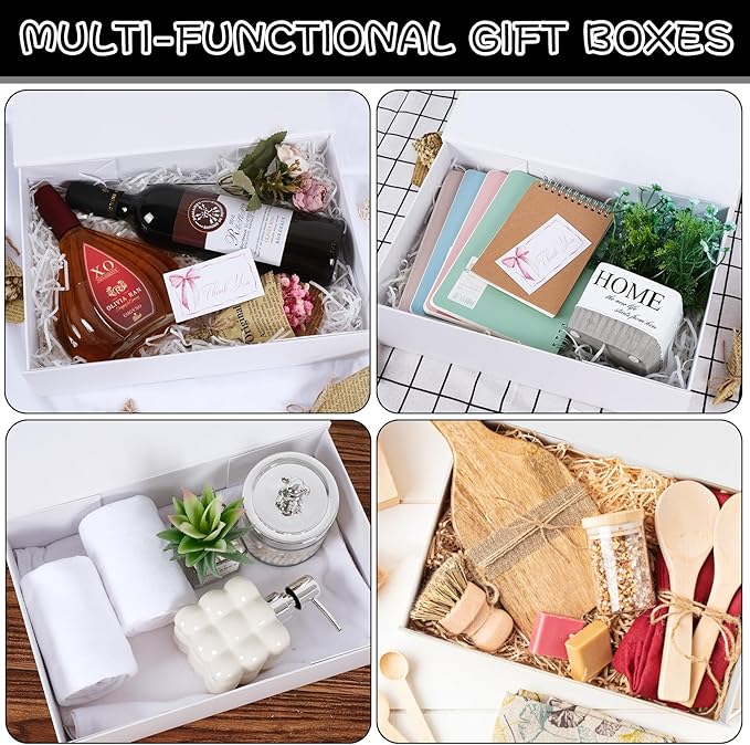 RayofSun White Gift Boxes with Magnetic Lids for Presents, Bridesmaid Proposal Box 13.7x9x4.3 inch, Large Rectangle Collapsible Decorative Box for Wedding, Christmas, Birthday(3PCS)