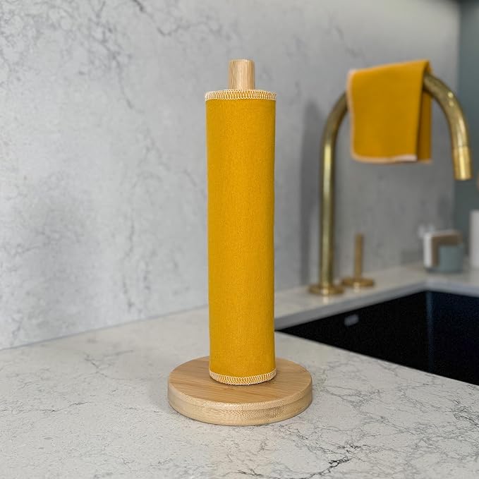 Reusable Paper Towels - 10 Pack - Roll of Washable Cotton Cloth Paper Towels - Paperless Reusable Napkins Cloth Washable - Absorbent + Long Lasting - Zero Waste Products - (Sunshine)