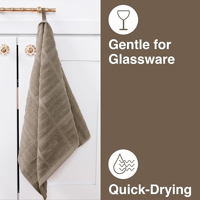 All-Clad Solid Kitchen Towel: Highly Absorbent, Super Soft Long Lasting - 100% Cotton, 17"x30" Tea Towel for Cleaning & Drying Dishes, Pans, Glassware, or Countertops, (1-Pack), Mushroom