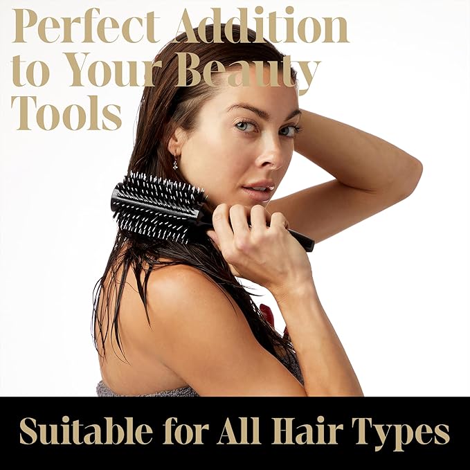 SALLY HERSHBERGER Large Round Brush for Men & Women - Premium, Salon-Tested, Volumizing & Smoothing Barrel Hair Brush - For Styling and Blow Drying Thick Through Fine Hair - Boar Bristle Design - 1 pc