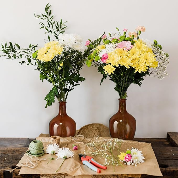 Clear Glass Vase Tall Farmhouse Vase for Branches Glass Vases for Centerpieces in Home Decoration (S-Amber)