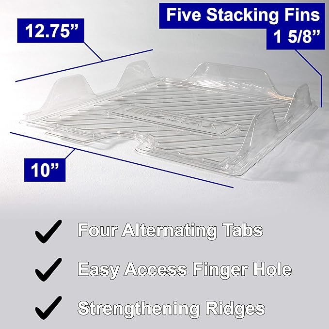 File Organizers - Letter Size, Stackable Trays for Desk - for Office Files, Mail, Documents - 12 Pack, Clear