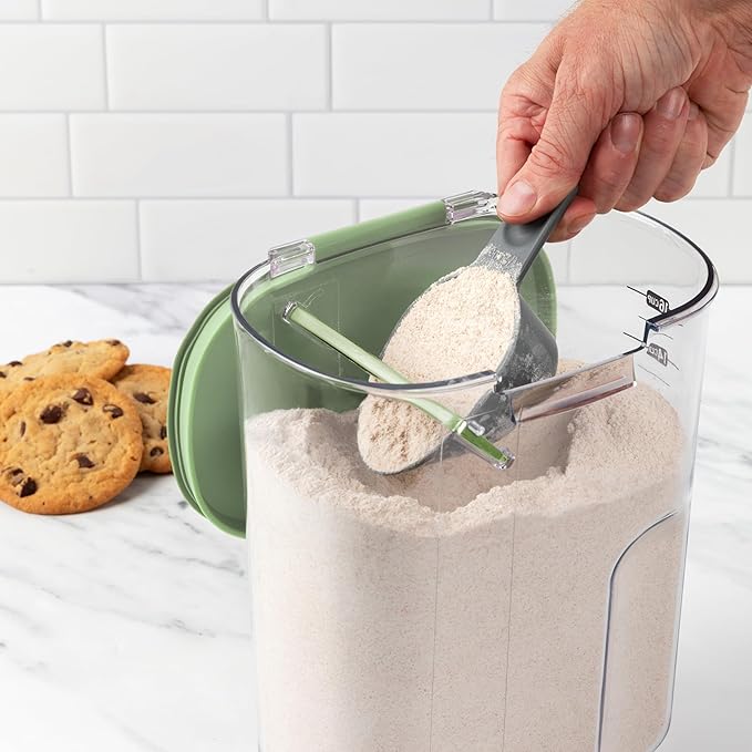 ProKeeper+ Airtight Food Storage Container Set – Clear Plastic Flour and Sugar Canister Set with Magnetic Accessories for Kitchen Organization (Pistachio, 9-Piece)