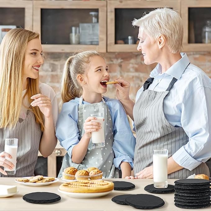 50 Pieces Slate Coasters, 4 Inch Hexagonal Black Stone Coaster Bulk for Drinks Hexagon Blank Natural Handmade Rock Coasters for Laser Engraving, Coffee, Wooden Table, Home Decor, Bar, Gifts