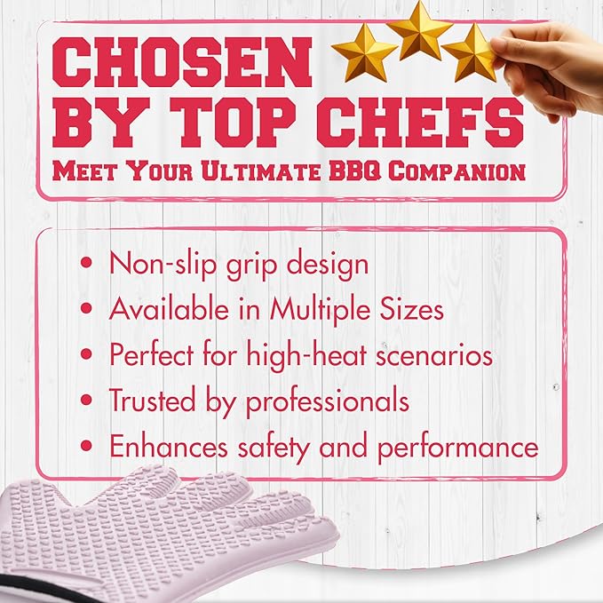 KITCHEN PERFECTION XL Silicone Smoker Oven Gloves for Women -Extreme Heat Resistant BBQ Gloves -Handle Hot Food Right on Your Grill Fryer&Pit|Waterproof Grilling Cooking Mitts|Superior Set+3 Bonuses