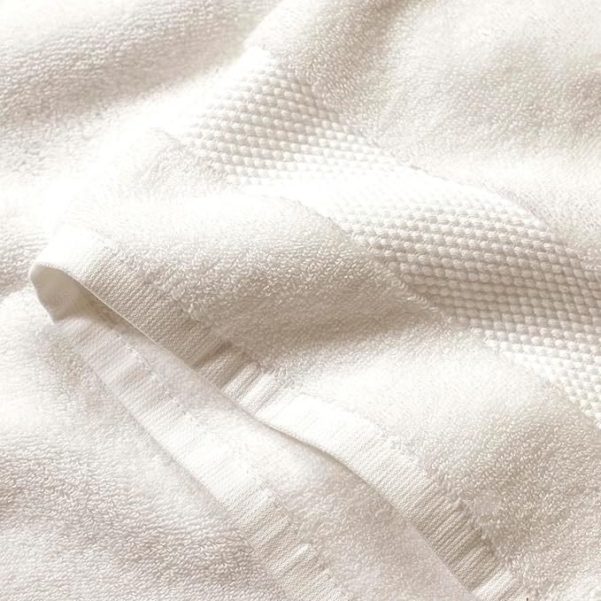 BOLL & BRANCH Plush Bath Towel Set - White - 6 Piece - Includes 2 Bath Towels, 2 Hand Towels & 2 Washcloths - 100% Organic Cotton - Ultra Soft & Luxurious - Quick Absorbing