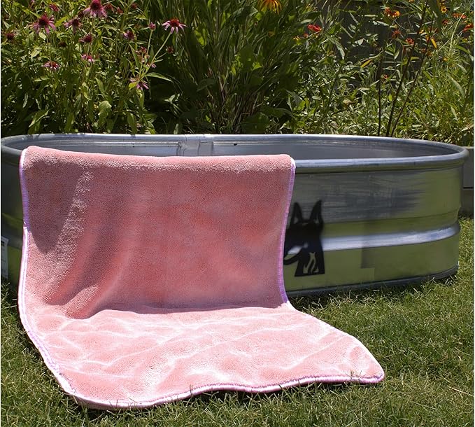 Premium Drying Towel – Large 24x35" Super Absorbent Microfiber Dog Bath Towel – Quick Dry, Soft & Durable Dog Towel for Drying Dogs – 1200 GSM Pink for Beach, Camping & Travel