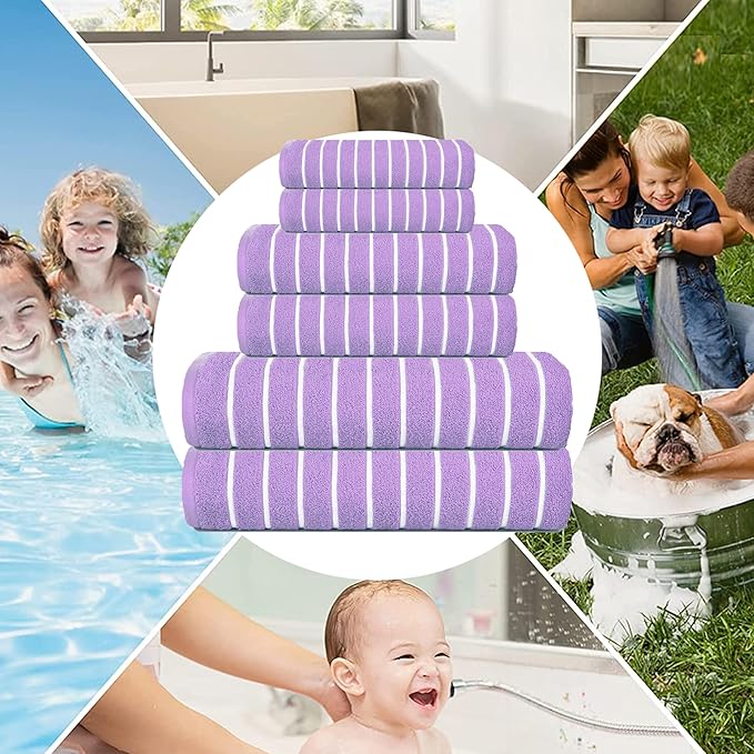 CASA COPENHAGEN Ecstatic 6 Pieces Towel Set- Purple Rose, 600 GSM 2 Bath Towel 2 Hand Towel 2 Washcloth, Designed in Denmark Made of Soft Egyptian Cotton for Bathroom, Kitchen & Shower.