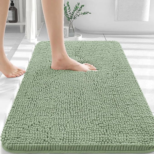 OLANLY Bathroom Rugs 30x20, Extra Soft Absorbent Chenille Bath Rugs, Rubber Backing Quick Dry, Machine Washable Bath Mats for Bathroom Floor, Tub and Shower, Home Decor Accessories, Sage Green