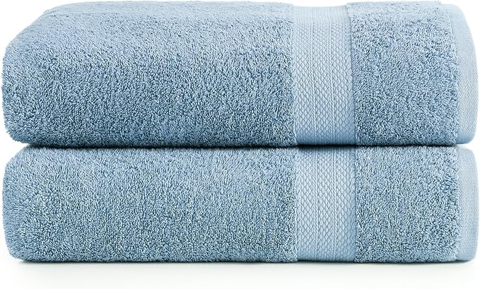 LANE LINEN 100% Cotton 2 Pack Bath Sheets (35"x66") - Ring Spun Cotton Extra Large Bathroom Towels - Quick Dry, Soft & Absorbent Oversized Bath Towels - Machine Wash in Cold Water - Cerulean Blue