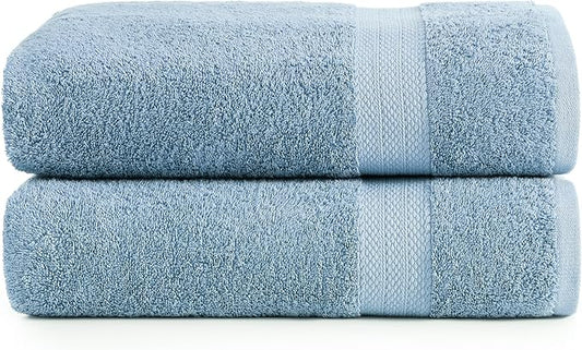 LANE LINEN 100% Cotton 2 Pack Bath Sheets (35"x66") - Ring Spun Cotton Extra Large Bathroom Towels - Quick Dry, Soft & Absorbent Oversized Bath Towels - Machine Wash in Cold Water - Cerulean Blue