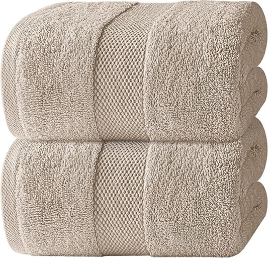 White Classic Luxury Soft Bath Sheet Towels - 650 GSM Cotton Luxury Bath Towels Extra Large 35x70 | Highly Absorbent and Quick Dry | Hotel Collection Extra Large Bath Towels Oversized, Taupe, 2 Pack