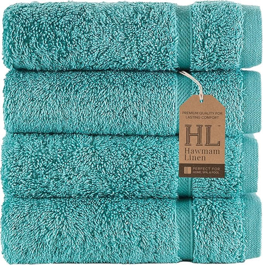 Teal Turquoise Washcloth Linen Set Premium Original Turkish Cotton, Hotel Quality for Maximum Softness & Absorbency for Face, Hand, Kitchen & Cleaning