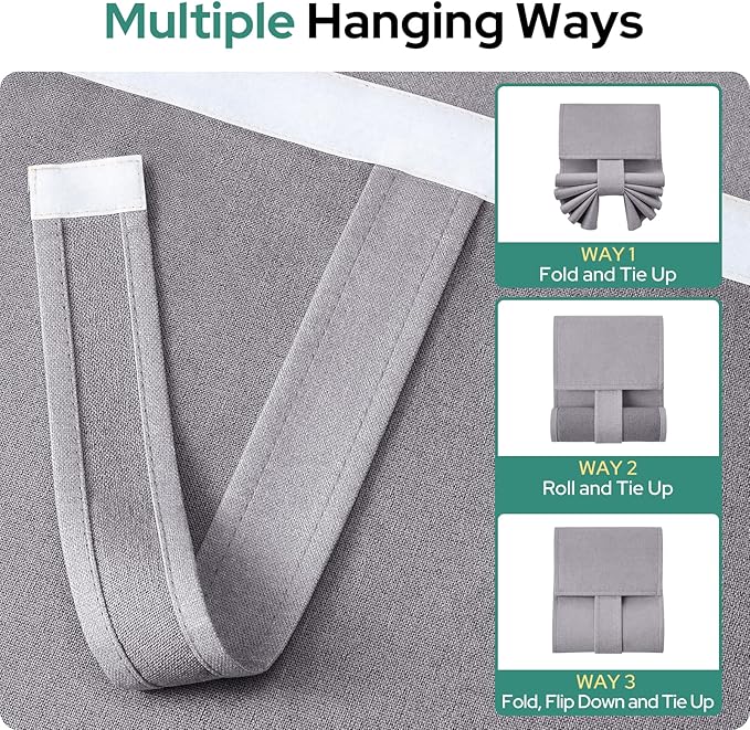 HOMEIDEAS Classroom 100% Linen Blackout French Door Curtains, Classroom Door Window Cover, Privacy Shades Thermal Insulated Small Window Covering, 1 Panel, W8 X L36 Inch, Light Gray