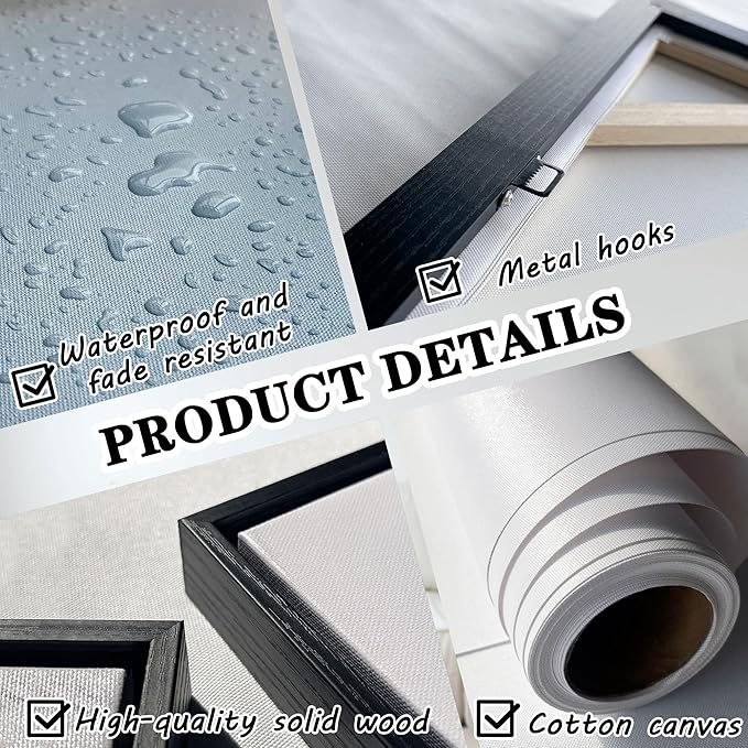 Mofutinpo Framed Wall Art Modern Living Room Bedroom Wall Decoration Large Canvas Painting Artwork for Home Decor Gold Brown Feather Picture Ready to Hang 30x60 Size Black Framed