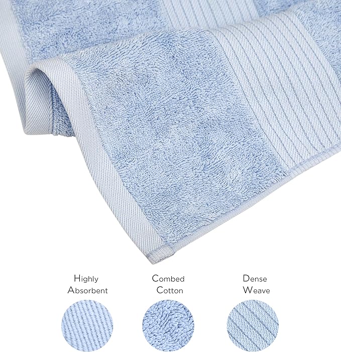 Luxury Extra Large Oversized Bath Towels | Hotel Quality Towels | 650 GSM | Soft Combed Cotton Towels for Bathroom | Thick & Fluffy Bath Sheets | Sky Blue - 4 Pack