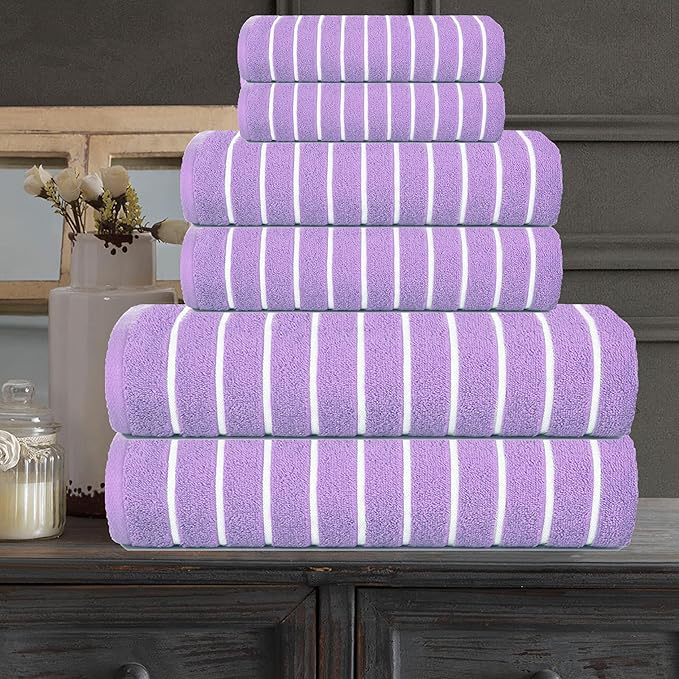 CASA COPENHAGEN Ecstatic 6 Pieces Towel Set- Purple Rose, 600 GSM 2 Bath Towel 2 Hand Towel 2 Washcloth, Designed in Denmark Made of Soft Egyptian Cotton for Bathroom, Kitchen & Shower.